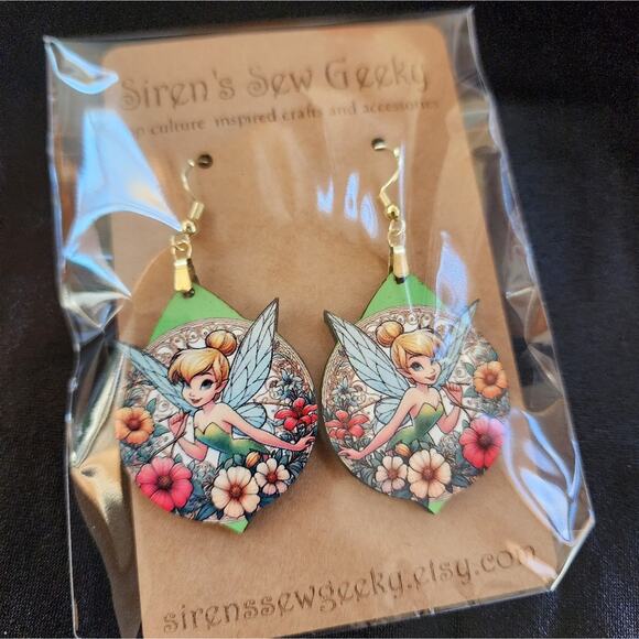 Tinkerbell Floral Fairy Earrings Disney - Picture 4 of 4